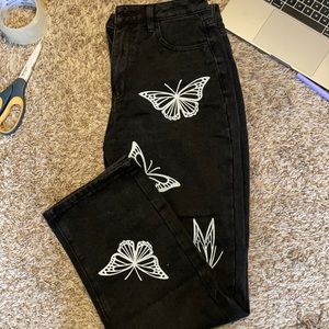 Black butterfly jeans!